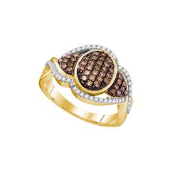 10kt Yellow Gold Womens Round Cognac-brown Colored Diam