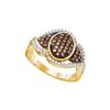 Image 1 : 10kt Yellow Gold Womens Round Cognac-brown Colored Diam
