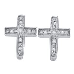 925 Sterling Silver White 0.05CT DIAMOND CROSS EARRING