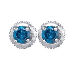 10KT White Gold 0.25CTW DIAMOND BLUE STUD