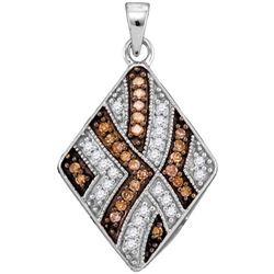 10KT White Gold 0.33CTW COGNAC DIAMOND FASHION PENDANT