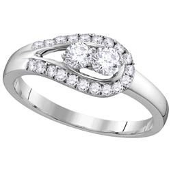 10kt White Gold Womens Round Natural Diamond 2-stone Br