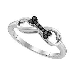 Sterling Silver Womens Round Black Color Enhanced Diamo