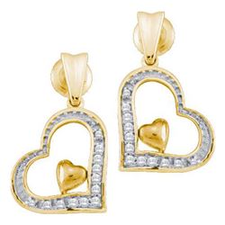 10K Yellow-gold 0.10CT DIAMOND HEART EARRING