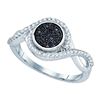 Image 1 : 10KT White Gold 0.20CTW BLACK DIAMOND MICRO-PAVE RING