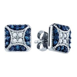 10KT White Gold 0.50CTW BLUE DIAMOND FASHION EARRINGS