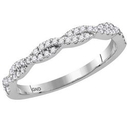 10kt White Gold Womens Round Diamond Interwoven Stackab