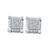 Image 1 : Sterling Silver Womens Round Diamond 3D Square Cluster