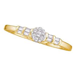 14KT Yellow Gold 0.15CTW DIAMOND FLOWER RING