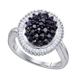925 Sterling Silver White 1.03CTW DIAMOND CLUSTER RING