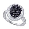 Image 1 : 925 Sterling Silver White 1.03CTW DIAMOND CLUSTER RING