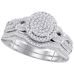 10KT White Gold 0.40CTW DIAMOND MICRO-PAVE BRIDAL SET