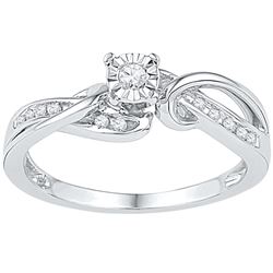 10kt White Gold Womens Round Diamond Solitaire Bridal W