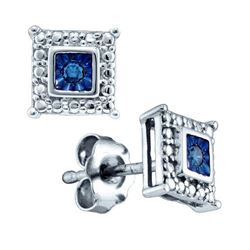 925 Sterling Silver White 0.05CTW BLUE DIAMOND FASHION