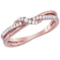 10kt Rose Gold Womens Round Diamond Crossover Stackable