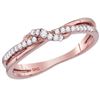 Image 1 : 10kt Rose Gold Womens Round Diamond Crossover Stackable