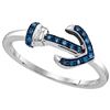 Image 1 : Sterling Silver Womens Round Blue Colored Diamond Ancho