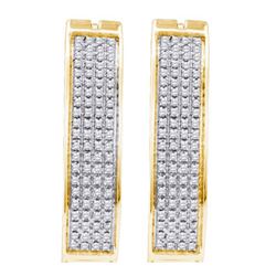 10KT Yellow Gold 0.50CTW DIAMOND MICRO PAVE HOOPS