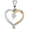 Image 1 : Two-tone Sterling Silver Womens Round Diamond Heart Clu