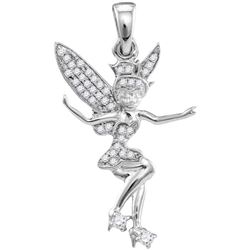 10kt White Gold Womens Round Diamond Tinkerbell Fairy S