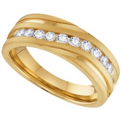 10k Yellow Gold Mens Natural Round Diamond Channel-set