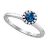 Image 1 : 925 Sterling Silver White 0.25CTW-BLUE DIAMOND RING