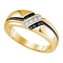 10K Yellow-gold 0.19CT BLACK DIAMOND MENS BAND