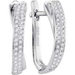 10KT White Gold 0.17CTW DIAMOND MICRO-PAVE HOOPS