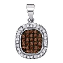 10KT White Gold 0.25CTW COGNAC DIAMOND MICRO-PAVE PENDA