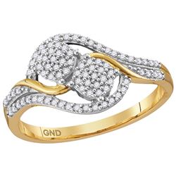 10kt Yellow Gold Womens Round Diamond Double Circle Clu