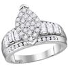 Image 1 : Sterling Silver Womens Round Diamond Oval Cluster Brida