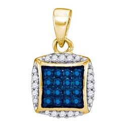 10K Yellow-gold 0.25CTW BLUE DIAMOND MICRO-PAVE PENDANT