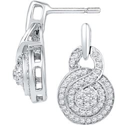 Womens 10K White Gold Infinity Knot Cluster Real Diamon
