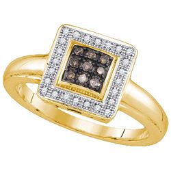 925 Sterling Silver Yellow 0.16CTW DIAMOND FASHION RING