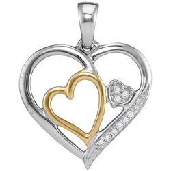 Two-tone Sterling Silver Womens Round Diamond Triple Ne