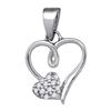 Image 1 : 925 Sterling Silver White 0.05CTW DIAMOND HEART PENDANT