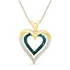 Image 1 : 10K Yellow-gold 0.25CTW BLUE DIAMOND FASHION PENDANT