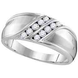 10KT White Gold 0.34CTW-Diamond MENS FASHION BAND