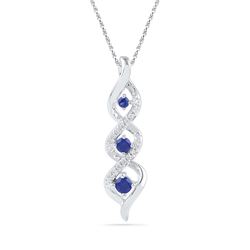 10kt White Gold Womens Round Lab-Created Blue Sapphire