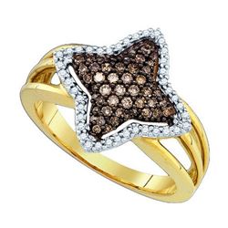 10KT Yellow Gold 0.42CTW COGNAC DIAMOND FASHION RING