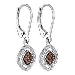 10KT White Gold 0.33CTW COGNAC DIAMOND MICRO-PAVE EARRI