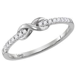 10kt White Gold Womens Round Diamond Infinity Knot Stac