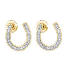 10KT Yellow Gold 0.15CTW DIAMOND LADIES HORSE SHOE EARR