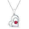 Image 1 : Sterling Silver Womens Round Lab-Created Ruby Solitaire