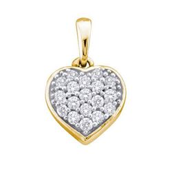 14KT Yellow Gold 0.10CTW ROUND DIAMOND LADIES HEART PEN