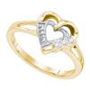 Image 1 : 925 Sterling Silver Yellow 0.03CTW DIAMOND HEART RING