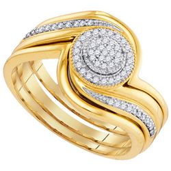 10K Yellow-gold 0.15CTW-Diamond MICRO-PAVE BRIDAL SET