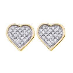 925 Sterling Silver Yellow 0.15CTW DIAMOND HEART EARRIN