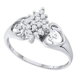 14KT White Gold 0.15CTW DIAMOND CLUSTER RING