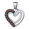 Image 1 : 10KT White Gold 0.20CTW COGNAC DIAMOND HEART PENDANT